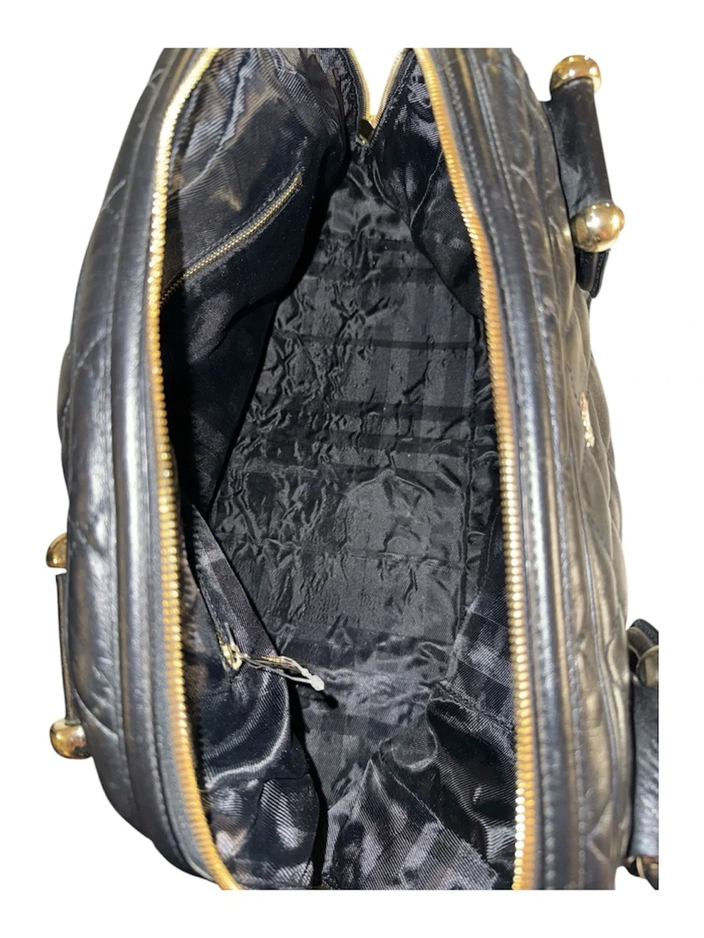 Burberry Black Quilted Leather Satchel with Gold Hardware